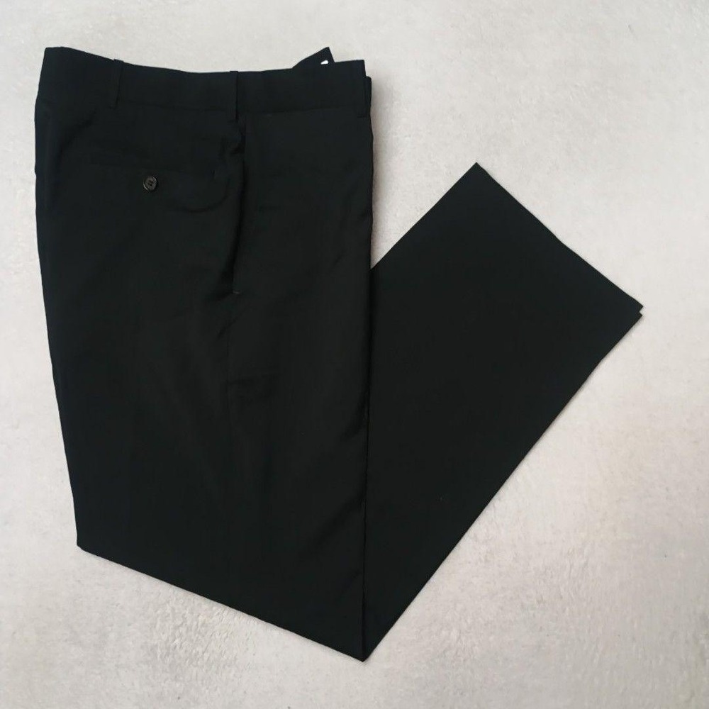 Hugo Boss Pants Men 33x31 Black Jeffrey Wool Viscose Flat Dress Suit Slacks Work